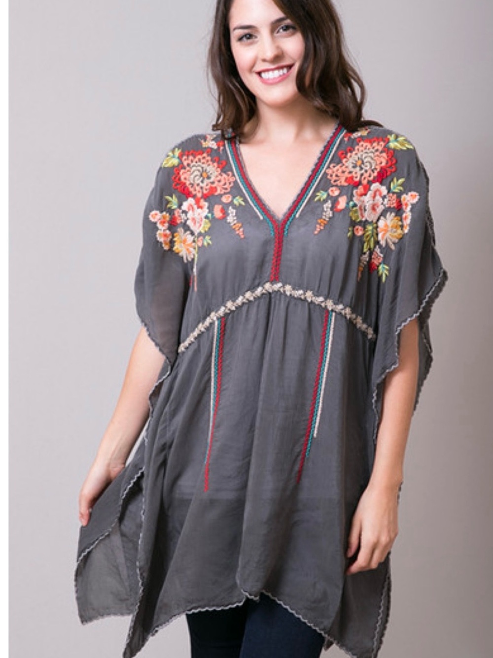 Johnny Was Cherise Embroidered Poncho Tunic